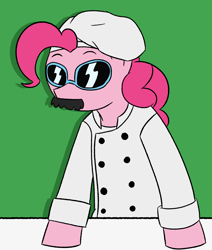 Size: 1276x1508 | Tagged: safe, artist:legendoflink, imported from derpibooru, pinkie pie, earth pony, pony, chef, chef's hat, female, filthy frank, hat, looking at you, mare, pinktober, simple background, solo, sunglasses