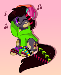 Size: 2316x2839 | Tagged: safe, artist:kittyrosie, imported from derpibooru, oc, oc only, pony, commission, headphones, music notes, solo