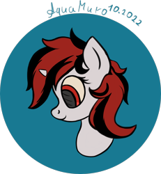 Size: 1944x2105 | Tagged: safe, alternate version, artist:aquamuro, imported from derpibooru, oc, oc only, oc:blackjack, pony, unicorn, fallout equestria, fallout equestria: project horizons, abstract background, bust, cute, fanfic art, female, horn, mare, signature, simple background, sketch, small horn, smiling, solo, style emulation, transparent background, two toned mane, unicorn oc