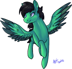 Size: 478x459 | Tagged: safe, artist:baisre, imported from derpibooru, oc, oc only, oc:batty, pegasus, pony, colored wings, eyebrows, eyebrows visible through hair, female, flying, mare, pegasus oc, signature, simple background, smiling, solo, spread wings, transparent background, wings