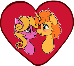 Size: 1549x1378 | Tagged: safe, artist:aquamuro, imported from derpibooru, shady, oc, oc:sparkles vernon, earth pony, pony, unicorn, blushing, cute, duo, female, french kiss, heart, heart background, heart eyes, horn, kissing, male, mare, open mouth, shipping, simple background, stallion, tongue out, transparent background, unicorn oc, wingding eyes