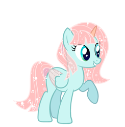 Size: 1883x1925 | Tagged: safe, imported from derpibooru, ocellus, alicorn, pony, base used, beautiful, female, glowing, grin, mare, ponified, raised hoof, shiny, simple background, smiling, solo, white background