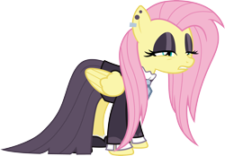 Size: 4312x3000 | Tagged: safe, artist:cloudy glow, imported from derpibooru, fluttershy, pegasus, pony, fake it 'til you make it, .ai available, clothes, female, fluttergoth, goth, high res, lidded eyes, mare, raised hoof, simple background, solo, transparent background, vector