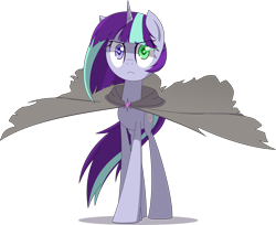 Size: 3082x2521 | Tagged: safe, artist:zacatron94, imported from derpibooru, oc, oc only, oc:aurora glimmer, pony, unicorn, cloak, clothes, female, mare, simple background, solo, transparent background