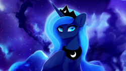Size: 1920x1080 | Tagged: safe, editor:craft, imported from derpibooru, princess luna, alicorn, pony, ai content, ai generated, crown, female, generator:stable diffusion, jewelry, looking at you, mare, regalia, solo