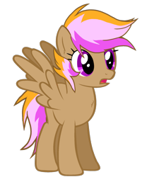 Size: 1549x1861 | Tagged: safe, artist:taeko, imported from derpibooru, oc, oc only, oc:sparky speed, pegasus, pony, 2022, chest fluff, ear fluff, female, looking offscreen, magical lesbian spawn, mare, multicolored mane, multicolored tail, offspring, older, open mouth, parent:rainbow dash, parent:scootaloo, parents:scootadash, pegasus oc, simple background, solo, spread wings, standing, tail, transparent background, wings