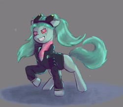 Size: 4216x3654 | Tagged: safe, imported from derpibooru, cyborg, cyborg pony, earth pony, pony, becca, clothes, crossover, cyberpunk, cyberpunk 2077, cyberpunk: edgerunners, fangs, female, jacket, mare, ponified, rebecca (cyberpunk: edgerunners), red sclera, solo