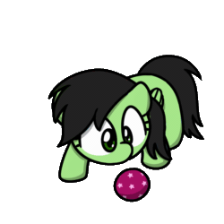 Size: 1000x1000 | Tagged: safe, artist:sugar morning, edit, imported from derpibooru, oc, oc only, oc:filly anon, pegasus, pony, animated, ball, behaving like a cat, female, filly, gif, mare, ponybooru import, simple background, solo, sugar morning's play time, transparent background