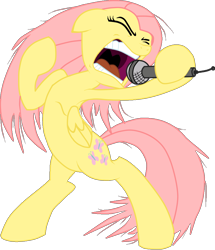 Size: 828x965 | Tagged: artist needed, source needed, safe, imported from derpibooru, fluttershy, pegasus, pony, bipedal, female, metalshy, microphone, screaming, simple background, solo, transparent background