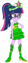 Size: 721x1645 | Tagged: safe, artist:fireluigi29, imported from derpibooru, sci-twi, twilight sparkle, human, equestria girls, bare shoulders, boots, clothes, crown, dress, fall formal outfits, glasses, high heel boots, jewelry, regalia, shoes, simple background, sleeveless, solo, strapless, tiara, transparent background