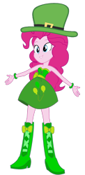 Size: 1024x2100 | Tagged: safe, artist:fireluigi29, imported from derpibooru, pinkie pie, human, equestria girls, bare shoulders, boots, clothes, hat, high heel boots, shirt, shoes, simple background, skirt, sleeveless, solo, strapless, transparent background