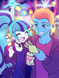 Size: 1300x1700 | Tagged: safe, artist:rileyav, imported from derpibooru, sonata dusk, oc, oc:smoothie, human, equestria girls, churros, cute, duo, duo male and female, female, food, male, sonatabetes