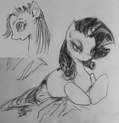 Size: 2559x2647 | Tagged: safe, artist:bishu, imported from derpibooru, rarity, oc, pony, sketch, traditional art