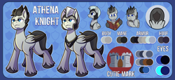 Size: 2530x1158 | Tagged: safe, artist:littletigressda, imported from derpibooru, oc, oc only, oc:athena knight, pony, commission, female, reference sheet, solo