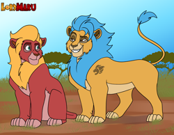 Size: 6760x5240 | Tagged: safe, artist:lordmarukio, imported from derpibooru, hitch trailblazer, sprout cloverleaf, big cat, lion, duo, duo male, g5, lionified, male, species swap, the lion guard, the lion king