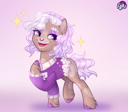 Size: 1280x1121 | Tagged: safe, artist:emperor-anri, imported from derpibooru, oc, oc only, earth pony, pony, :d, clothes, earth pony oc, female, mare, nose piercing, nose ring, open mouth, open smile, piercing, raised hoof, smiling, solo, unshorn fetlocks