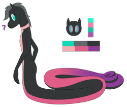 Size: 5777x4872 | Tagged: safe, artist:emc-blingds, imported from derpibooru, oc, oc only, anthro, lamia, original species, question mark, reference sheet, simple background, swirly eyes, transparent background