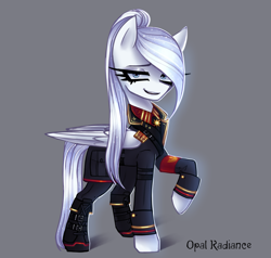 Size: 2551x2432 | Tagged: safe, artist:opal_radiance, imported from derpibooru, oc, oc:opal rosamond, pegasus, pony, equestria at war mod, gray background, simple background, solar empire, solo