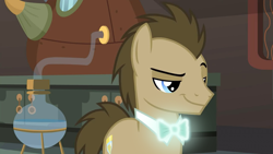 Size: 1280x720 | Tagged: safe, edit, edited screencap, imported from derpibooru, screencap, doctor whooves, time turner, earth pony, a horse shoe-in, bowtie, glowing, lightup, male, neon, solo