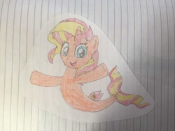 Size: 3264x2448 | Tagged: safe, artist:dupontsimon, imported from derpibooru, sunset shimmer, seapony (g4), fanfic:magic show of friendship, equestria girls, fanfic art, lined paper, seaponified, seapony sunset, species swap, traditional art