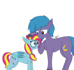 Size: 2791x2631 | Tagged: safe, artist:madtown97, imported from derpibooru, thistle whistle, oc, earth pony, pegasus, pony, digital art, earth pony oc, g3, g3 to g5, g5, generation leap, glasses, head pat, my little pony: a new generation, my little pony: make your mark, pat, simple background, transparent background