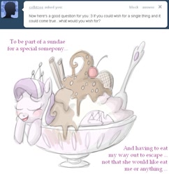 Size: 635x657 | Tagged: safe, artist:secretgoombaman12345, imported from derpibooru, diamond tiara, earth pony, pony, female, filly, foal, food, pony in food, simple background, solo, spoon, sundae, white background