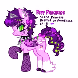 Size: 3000x3000 | Tagged: safe, artist:plushfurby, imported from derpibooru, pipp petals, oc, oc:pipp peroxide, pegasus, pony, alternate hairstyle, alternate universe, female, g5, scene kid, simple background, white background