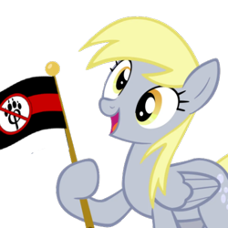 Size: 425x425 | Tagged: safe, imported from derpibooru, derpy hooves, anti furry, antifur, flag, mouthpiece, not porn