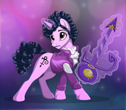 Size: 1906x1669 | Tagged: safe, artist:sirzi, imported from derpibooru, pony, unicorn, commission, guitar, male, musical instrument, musician, ponified, prince (musician), stallion