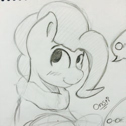 Size: 1024x1024 | Tagged: safe, artist:onsti, imported from derpibooru, pinkie pie, earth pony, pony, bust, clothes, sketch, solo, traditional art