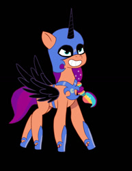 Size: 786x1016 | Tagged: safe, artist:sarahthefox97, imported from derpibooru, nightmare moon, sunny starscout, earth pony, pony, spoiler:g5, spoiler:my little pony: tell your tale, spoiler:tyts01e30, black background, cosplay, costume, female, g5, mane stripe sunny, mare, my little pony: tell your tale, nightmare moon armor, nightmare night costume, nightmare night party, nightmare sunny, simple background, solo