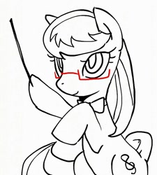 Size: 711x791 | Tagged: safe, artist:maren, imported from derpibooru, octavia melody, earth pony, pony, 2013, baton, bipedal, conductor's baton, female, glasses, hoof hold, mare, old art, partial color, solo