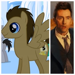 Size: 2880x2880 | Tagged: safe, imported from derpibooru, doctor whooves, time turner, pegasus, pony, comparison, david tennant, doctor who, fourteenth doctor, op is a slowpoke, spoilers for another series