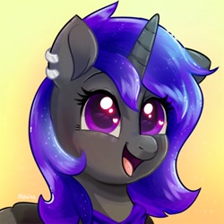 Size: 500x500 | Tagged: safe, artist:avui, imported from derpibooru, oc, oc:stellar blaze, unicorn, headshot commission, solo