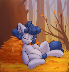 Size: 1876x1938 | Tagged: safe, artist:kittytitikitty, imported from derpibooru, oc, oc only, pony, autumn, forest, pony oc, sleeping, solo