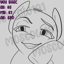 Size: 500x500 | Tagged: safe, imported from derpibooru, oc, commission, cute, grin, ink drawing, obtrusive watermark, smiling, solo, traditional art, watermark, your character here