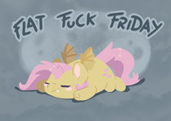 Size: 4096x2896 | Tagged: safe, artist:cutepencilcase, imported from derpibooru, part of a set, fluttershy, bat pony, pony, bat ponified, cute, cute little fangs, eyes closed, fangs, flat fuck friday, flutterbat, lying down, prone, race swap, solo, vulgar