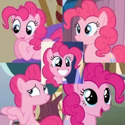 Size: 720x720 | Tagged: safe, artist:megalobronia, edit, imported from derpibooru, screencap, pinkie pie, earth pony, pony, just for sidekicks, season 3, season 5, season 6, the crystalling, the one where pinkie pie knows, what about discord?, collage, cute, diapinkes, female, mare