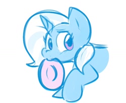 Size: 1044x847 | Tagged: safe, artist:zutcha, imported from derpibooru, trixie, pony, unicorn, cute, diatrixes, female, horn, plate, simple background, solo, white background