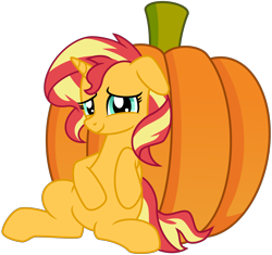 Size: 5206x4890 | Tagged: safe, artist:emeraldblast63, imported from derpibooru, sunset shimmer, pony, unicorn, cute, looking at you, pumpkin, shimmerbetes, simple background, smiling, smiling at you, solo, transparent background