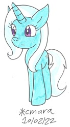 Size: 573x1048 | Tagged: safe, artist:cmara, imported from derpibooru, trixie, pony, unicorn, blank expression, female, mare, solo, traditional art