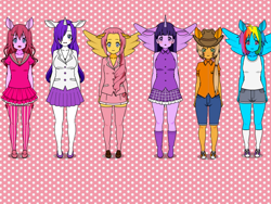 Size: 800x600 | Tagged: safe, imported from derpibooru, applejack, fluttershy, pinkie pie, rainbow dash, rarity, twilight sparkle, human, equestria girls, humanized, kisekae, mane six, simple background, solo, transparent background