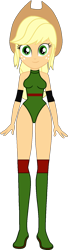 Size: 436x1614 | Tagged: safe, artist:invisibleink, artist:xjkenny, imported from derpibooru, applejack, human, equestria girls, applejack's hat, breasts, clothes, cowboy hat, elbow pads, hat, knee pads, leotard, simple background, solo, sports, transparent background, vector, wrestler, wrestling