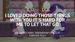 Size: 1920x1080 | Tagged: safe, edit, edited screencap, editor:quoterific, imported from derpibooru, screencap, rarity, sweetie belle, forever filly, food, ice cream