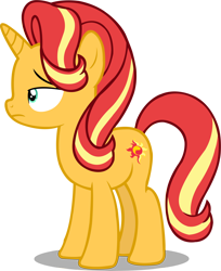 Size: 7000x8594 | Tagged: safe, artist:goldenheart4, imported from derpibooru, sunset shimmer, pony, unicorn, absurd resolution, alternate hairstyle, female, implied starlight glimmer, lidded eyes, mare, simple background, solo, transparent background