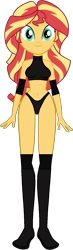 Size: 435x1485 | Tagged: safe, artist:invisibleink, artist:xjkenny, imported from derpibooru, sunset shimmer, human, equestria girls, belly button, breasts, busty sunset shimmer, clothes, elbow pads, female, knee pads, shoes, simple background, solo, sports, sports bra, sports panties, transparent background, vector, wrestler, wrestling