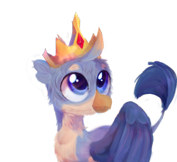 Size: 688x630 | Tagged: artist needed, source needed, safe, imported from derpibooru, gallus, griffon, crown, crown of grover, jewelry, king gallus, regalia, simple background, solo, transparent background, younger