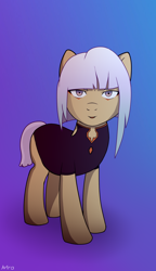 Size: 1354x2352 | Tagged: safe, artist:av1ra, imported from derpibooru, earth pony, pony, cyberpunk, female, gradient background, ponified, solo