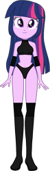 Size: 445x1514 | Tagged: safe, artist:invisibleink, artist:xjkenny, imported from derpibooru, twilight sparkle, human, equestria girls, belly button, breasts, clothes, elbow pads, female, knee pads, shoes, simple background, solo, sports, sports bra, sports panties, transparent background, vector, wrestler, wrestling