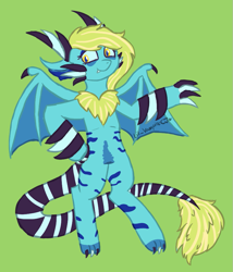 Size: 727x848 | Tagged: safe, artist:lil_vampirecj, imported from derpibooru, oc, oc only, anthro, digitigrade anthro, fanart, looking at you, solo, spread wings, wings